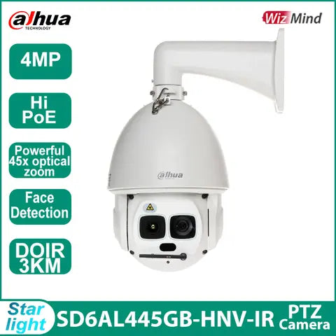 Dahua SD6AL445GB-HNV-IR 4MP HD Outdoor PTZ IP Camera 45X Zoom DOIR WizMind Hi-POE Auto tracking StarLight Surveillance Camera