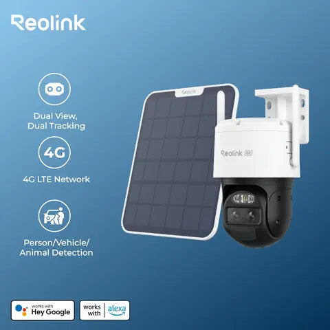Reolink Trackmix 4K 8MP 4G LTE Cellular Security Camera Solar/Battery Powered Pan & Tilt IP Camera with Auto-Zoom Tracking