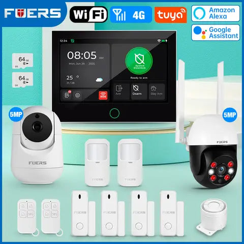 FUERS 7 Inch TFT Screen 4G LTE Tuya Smart Home Security Alarm System G70 GSM WiFi Wireless Home Burglar Security Alarm System