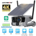 LS VISION 4K 180? Ultra Wide View Angle 4G Solar Security Camera Outdoor WIFI 4X Zoom Dual Lens PIR Human Detection CCTV Camera