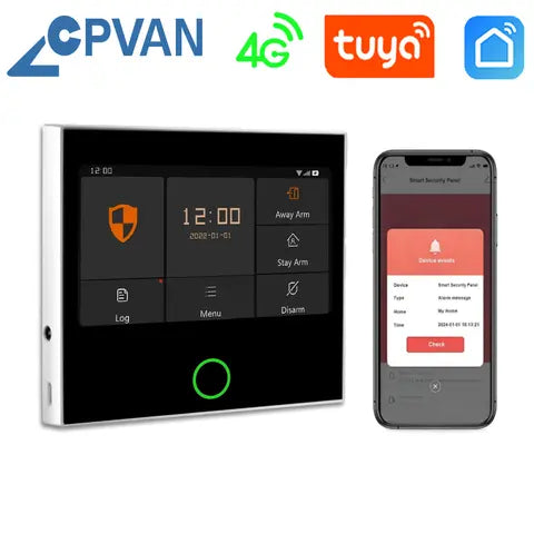 CPVAN 4.3-inch panel Tuya Smart Home Security System Wireless WIFI 4G For Home burglar Security Protection Alarm