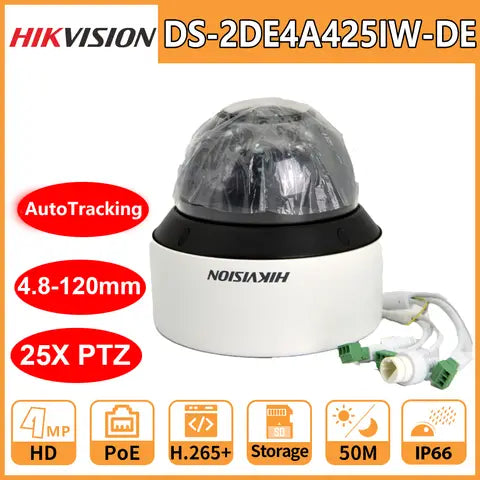 Hikvision 4MP PTZ IP Camera 4-inch PoE IR Network Speed Dome DS-2DE4A425IWG-E 25X Zoom 4.8-120MM Auto-Tracking Security