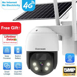 5MP Solar Security PTZ Camera Built In Unlimited Data 4G SIM Card Solar Battery Powered Camera HD Home Surveillance Protection