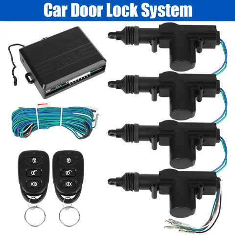 Locking Kit Keyless Entry System Universal Car Lock Door with 4 Door Lock Actuator Anti-Theft 12V Remote Control