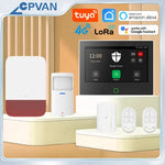 CPVAN LoRa version Home Alarm System 7 inch Wireless WiFi 4G Tuya smart Home burglar Security Alarm Kit Built-in 5000mAh Battery