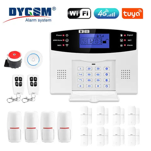 DYGSM Tuya Smart 4G+Wifi Home Security Alarm System Wireless Burglar Alarm System Smart Life App Control work with Alexa